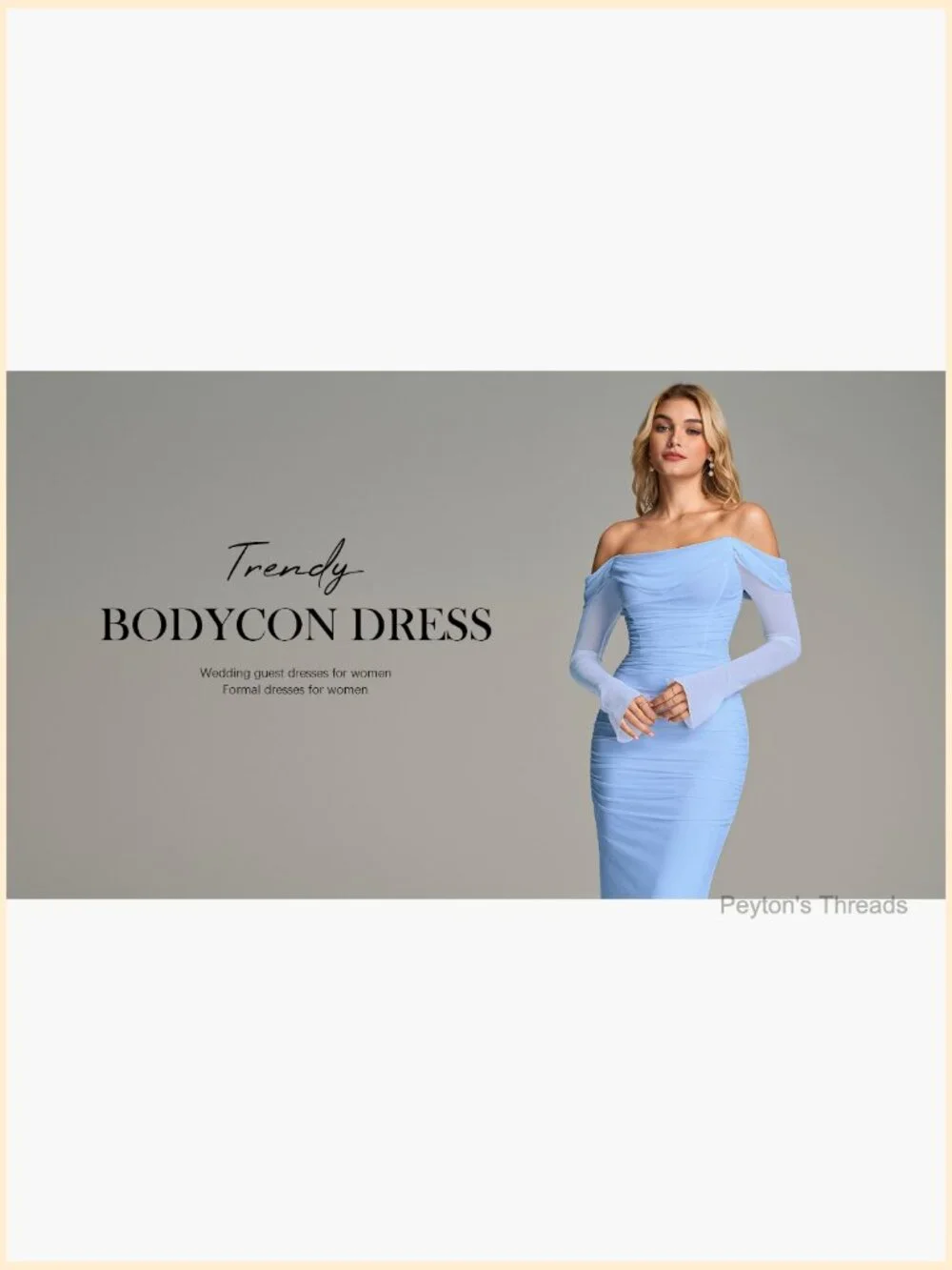 Off Shoulder Long Sleeve Maxi Dress Corset Bodycon Ruched Cocktail Dress - Picture 6 of 7